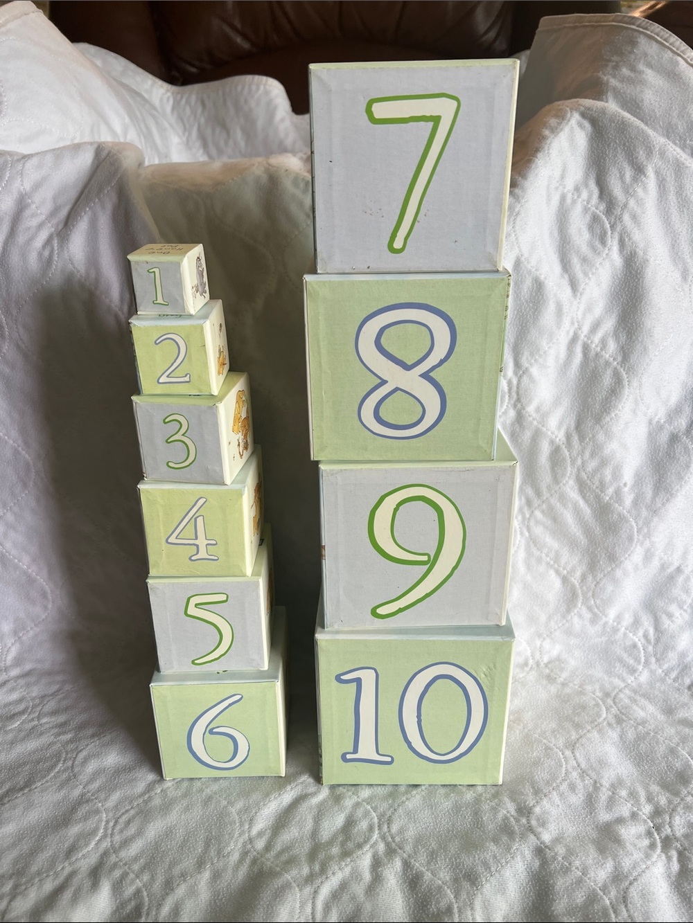 Classic Pooh Nursery Stacking Number Blocks - Green and White